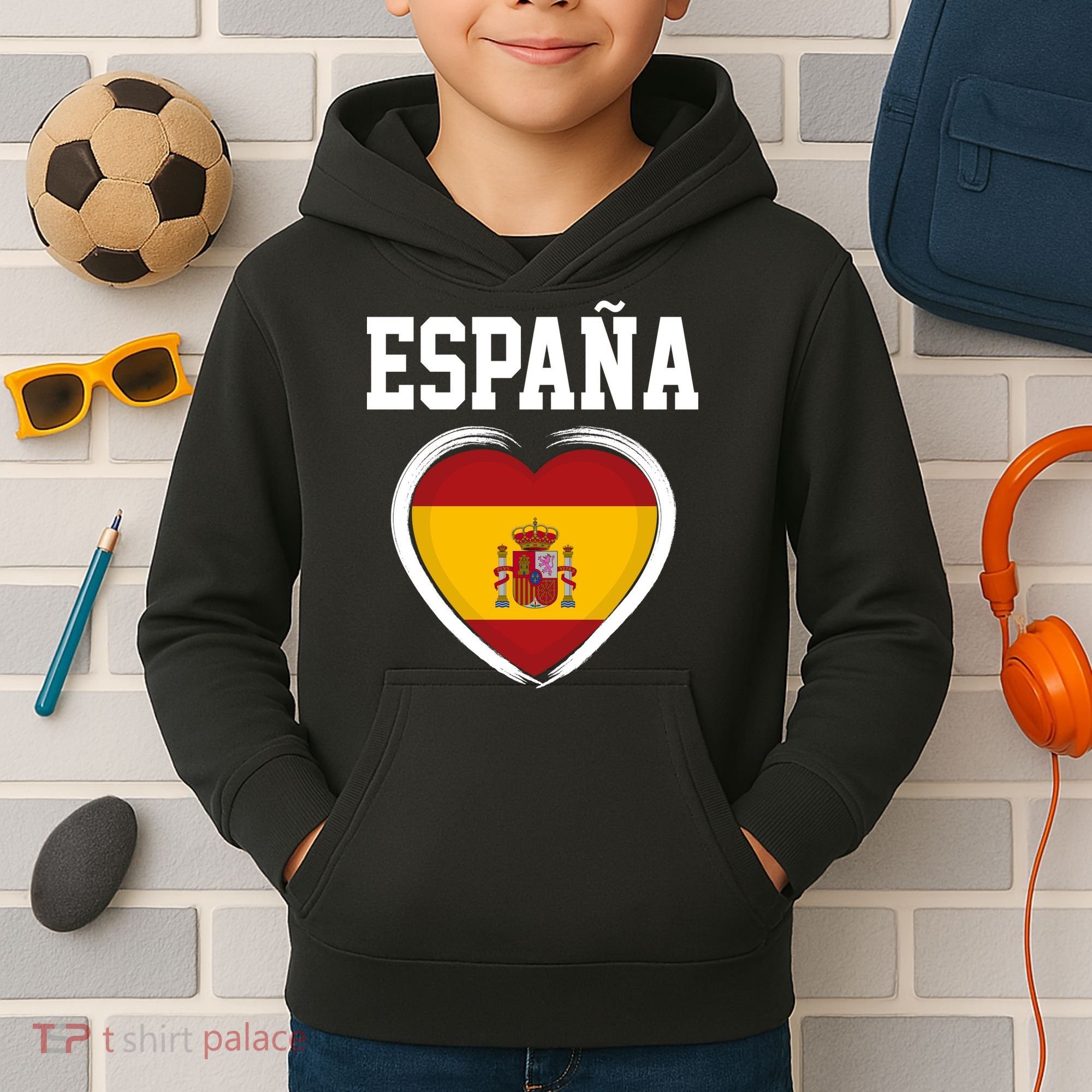 Spain & Espana Soccer & Football Flag Kids Hoodie