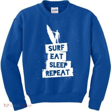 Surf Eat Sleep Repeat Retro Vintage Surfer Kids Sweatshirt