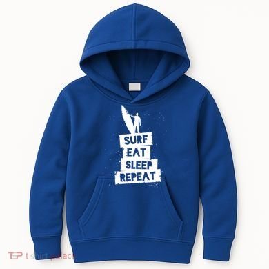 Surf Eat Sleep Repeat Retro Vintage Surfer Kids Hoodie