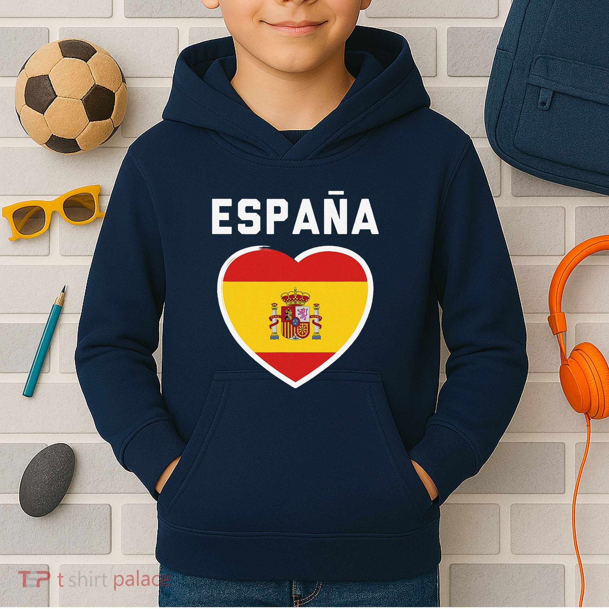 Spain & Espana Soccer & Football Flag Jersey Kids Hoodie