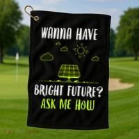 Solar Energy Solar Panels Bright Future Funny Solar Power Golf Towel thumb 1