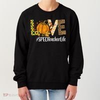 Special Education Teacher Love Fall Leopard Halloween Autumn Gift Women's Sweatshirt thumb 0
