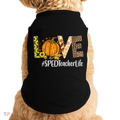 Special Education Teacher Love Fall Leopard Halloween Autumn Gift Doggie Tank