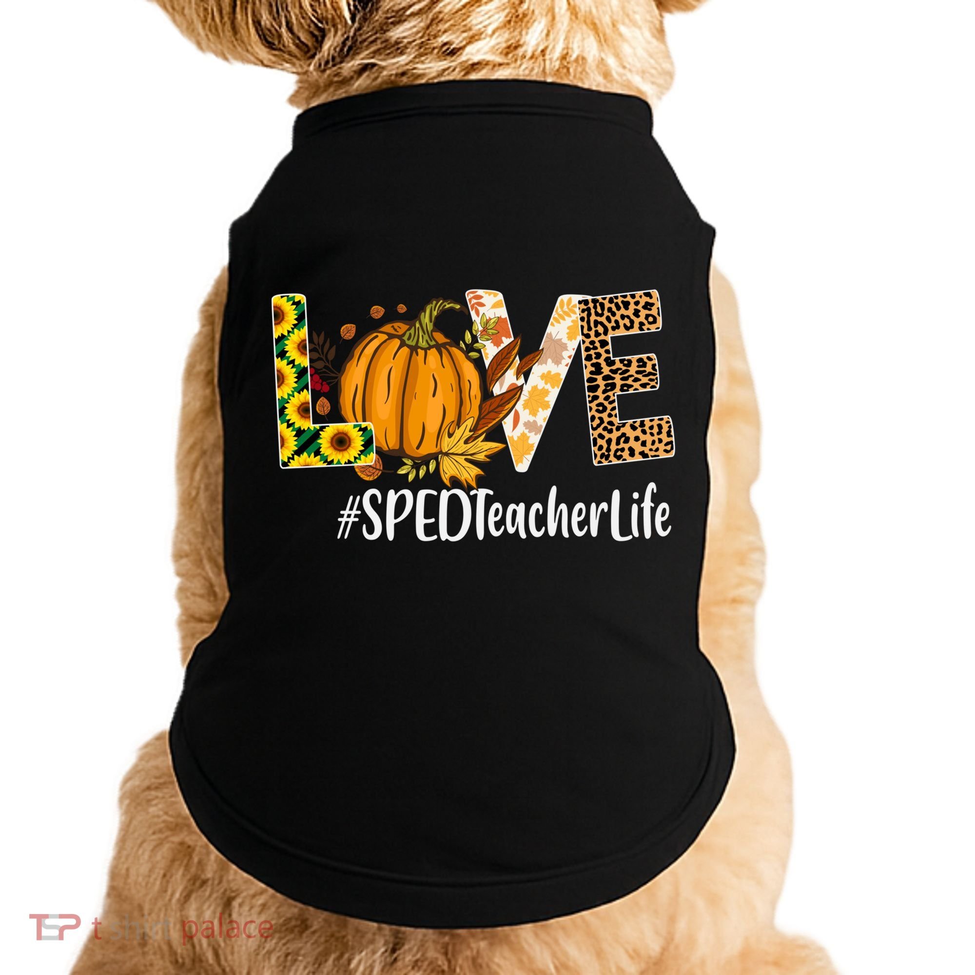 Special Education Teacher Love Fall Leopard Halloween Autumn Gift Doggie Tank