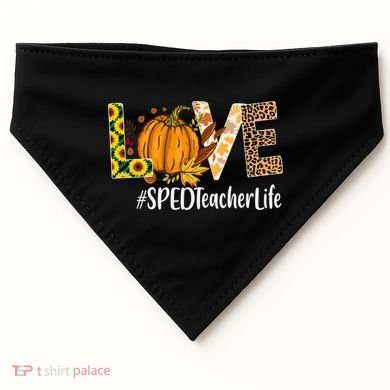 Special Education Teacher Love Fall Leopard Halloween Autumn Gift USA-Made Doggie Bandana
