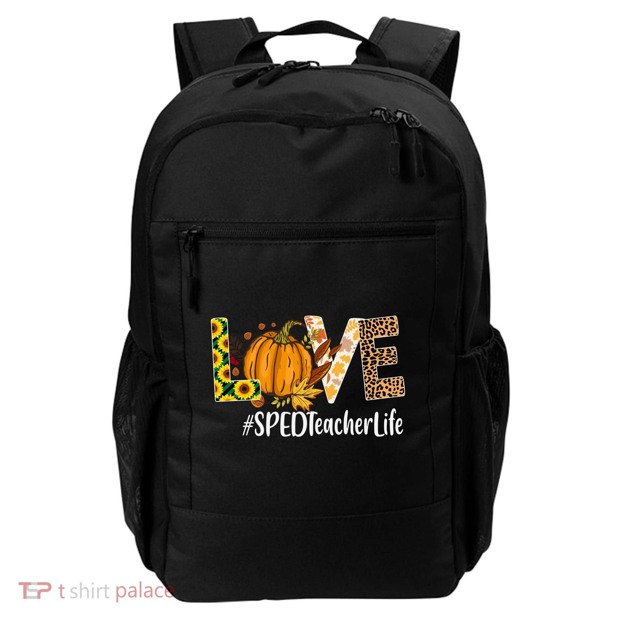 Special Education Teacher Love Fall Leopard Halloween Autumn Gift Backpack