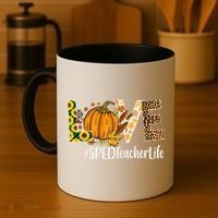 Special Education Teacher Love Fall Leopard Halloween Autumn Gift Coffee Mug thumb 4