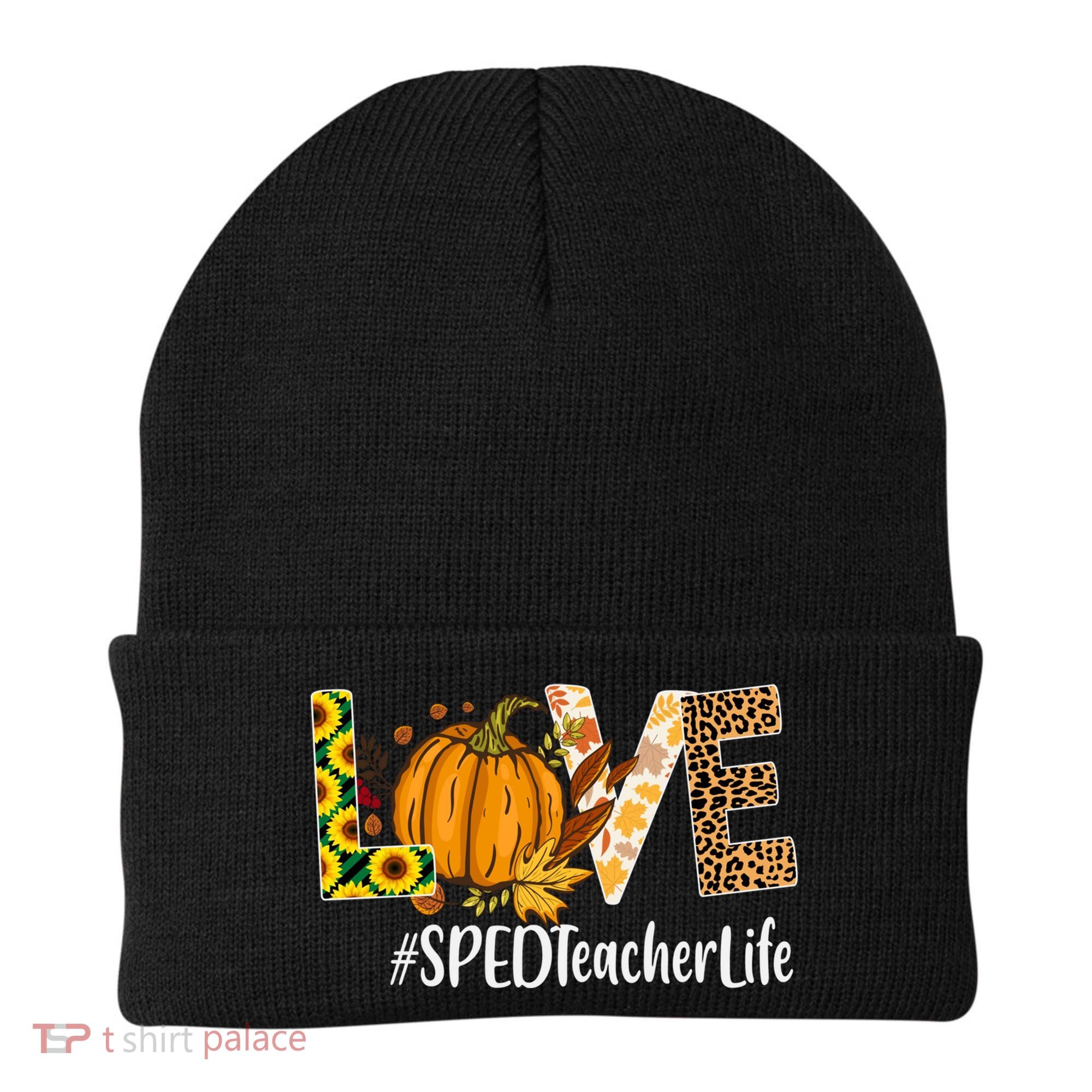 Special Education Teacher Love Fall Leopard Halloween Autumn Gift Beanie