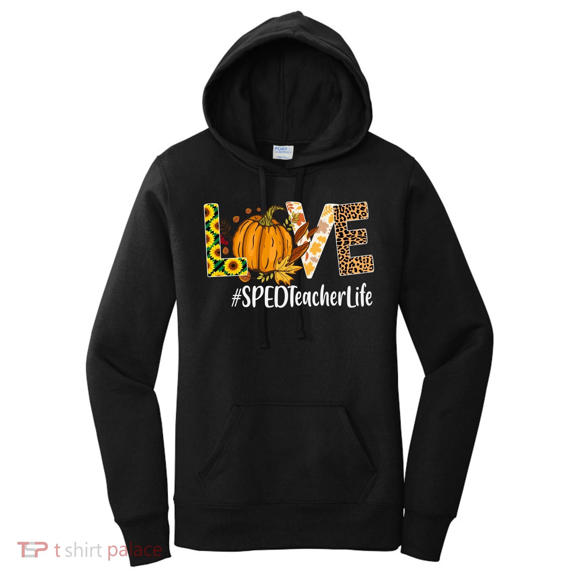 Special Education Teacher Love Fall Leopard Halloween Autumn Gift Women's Hoodie