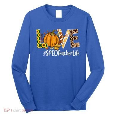 Special Education Teacher Love Fall Leopard Halloween Autumn Gift Long Sleeve Shirt