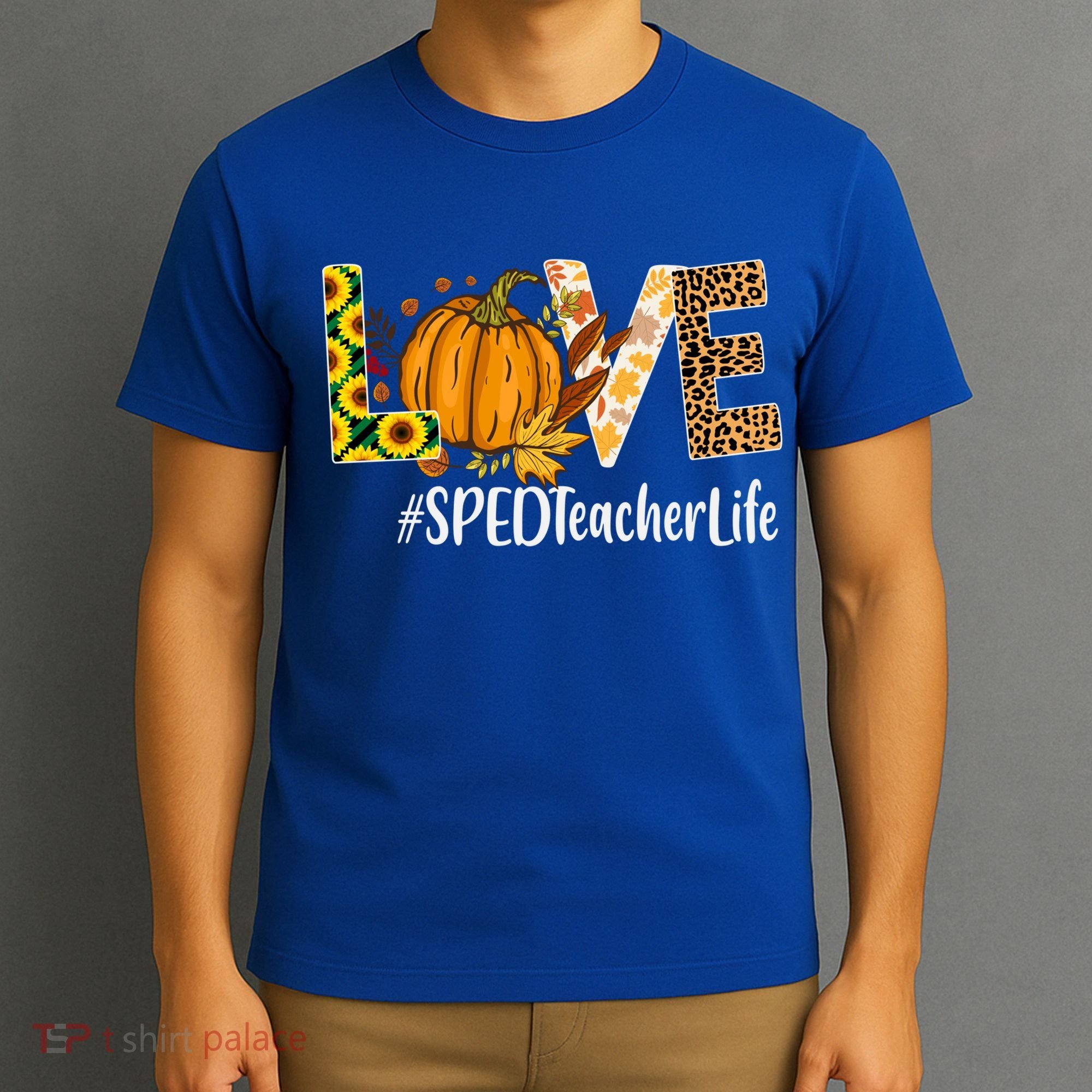 Special Education Teacher Love Fall Leopard Halloween Autumn Gift T-Shirt