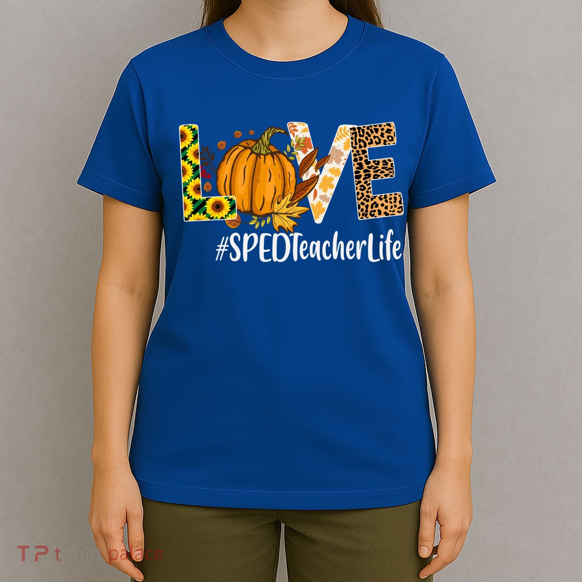 Special Education Teacher Love Fall Leopard Halloween Autumn Gift T-Shirt