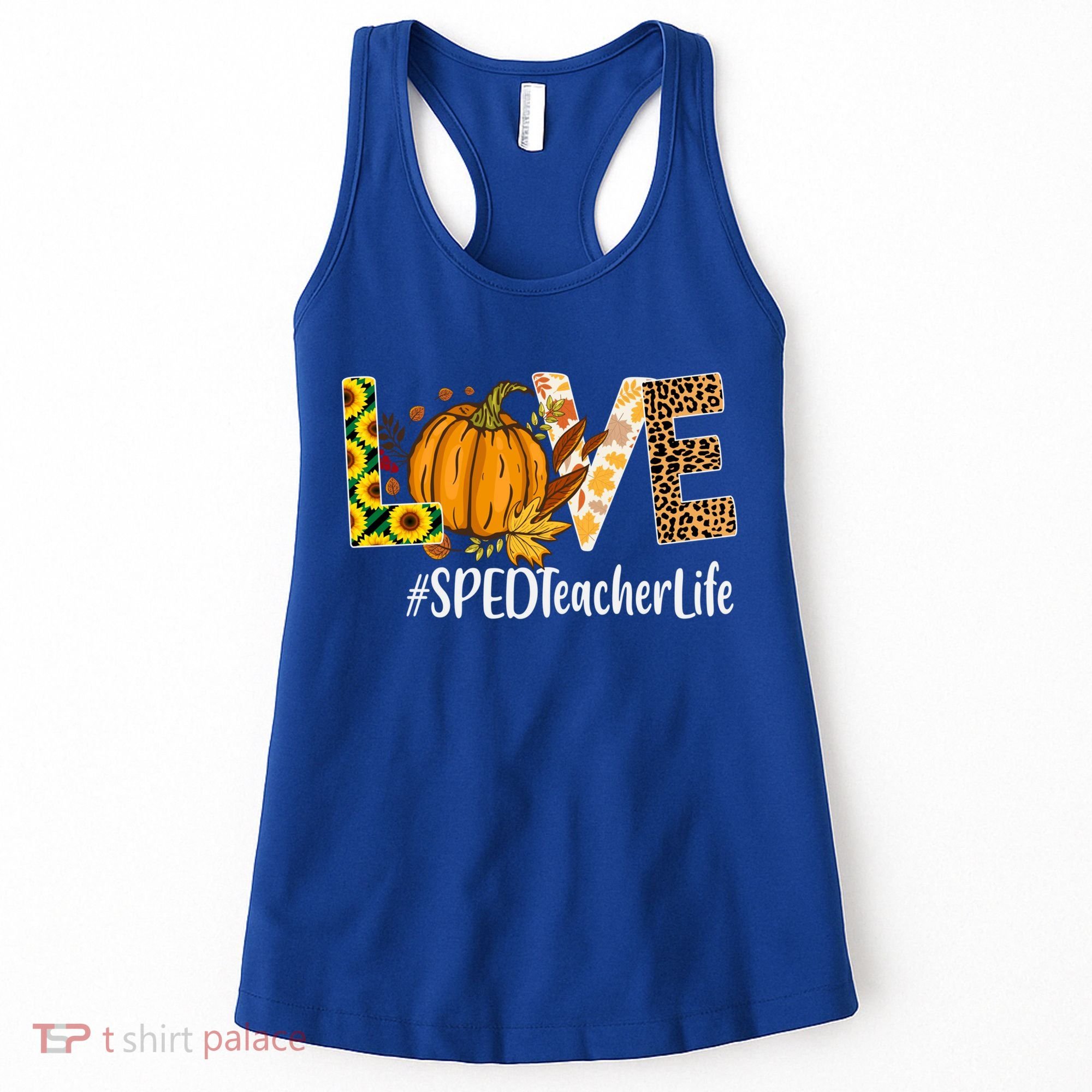Special Education Teacher Love Fall Leopard Halloween Autumn Gift Women's Tank Top
