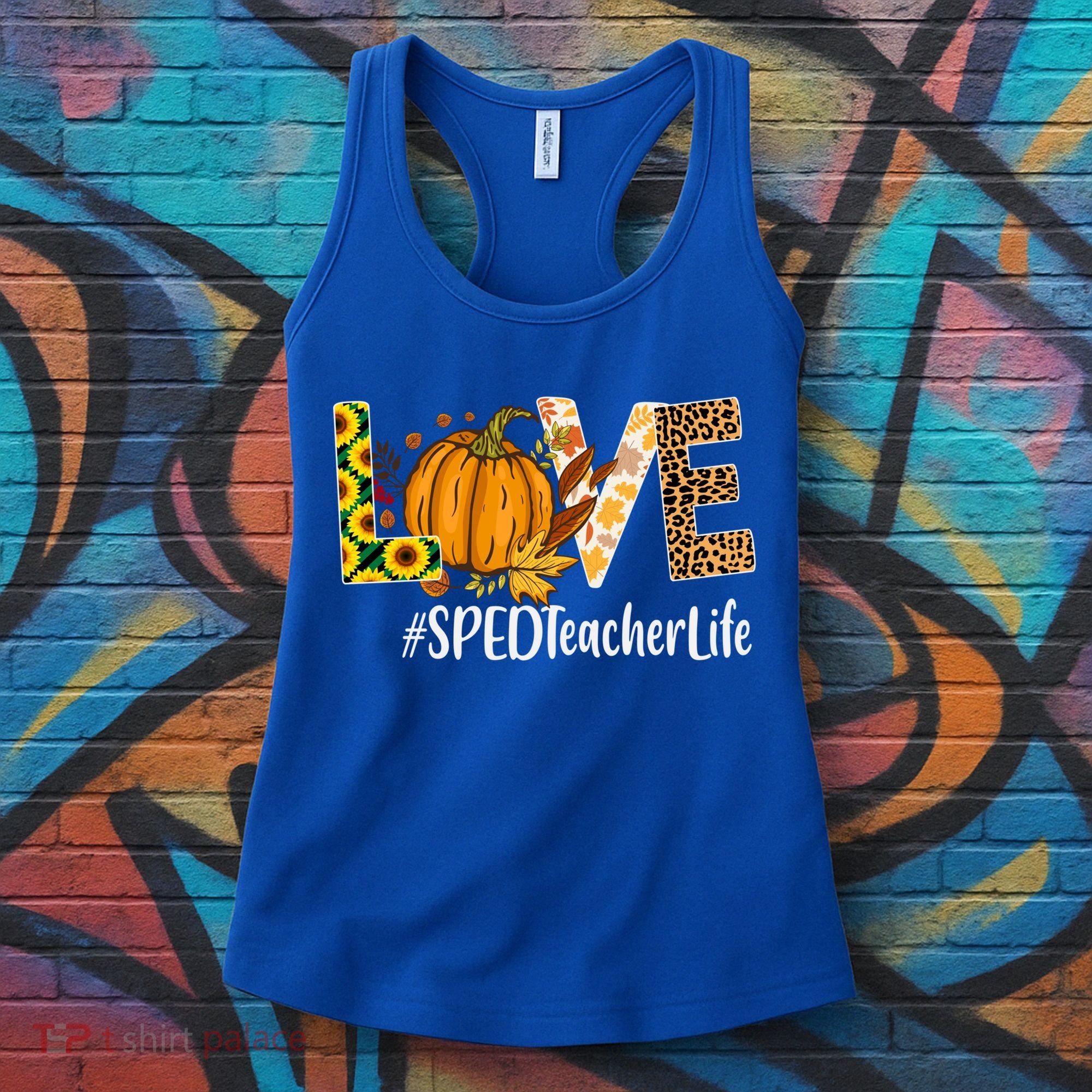 Special Education Teacher Love Fall Leopard Halloween Autumn Gift Women's Tank Top