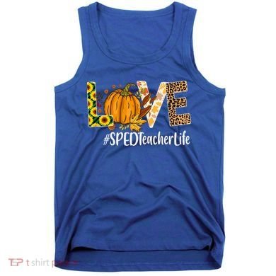 Special Education Teacher Love Fall Leopard Halloween Autumn Gift Tank Top