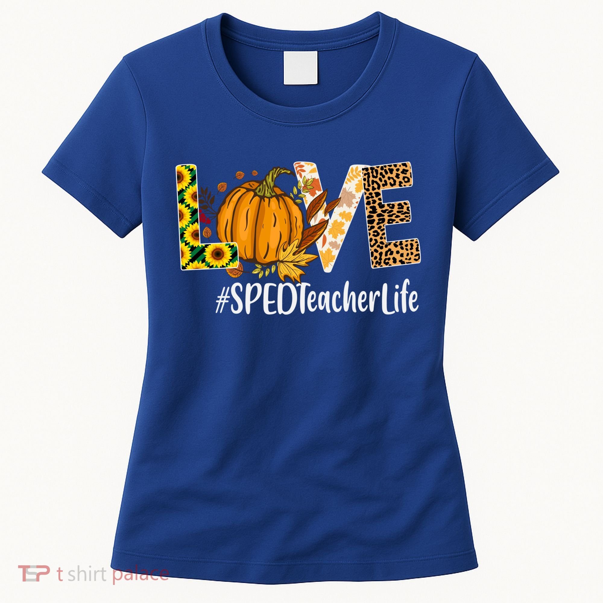 Special Education Teacher Love Fall Leopard Halloween Autumn Gift Women's T-Shirt