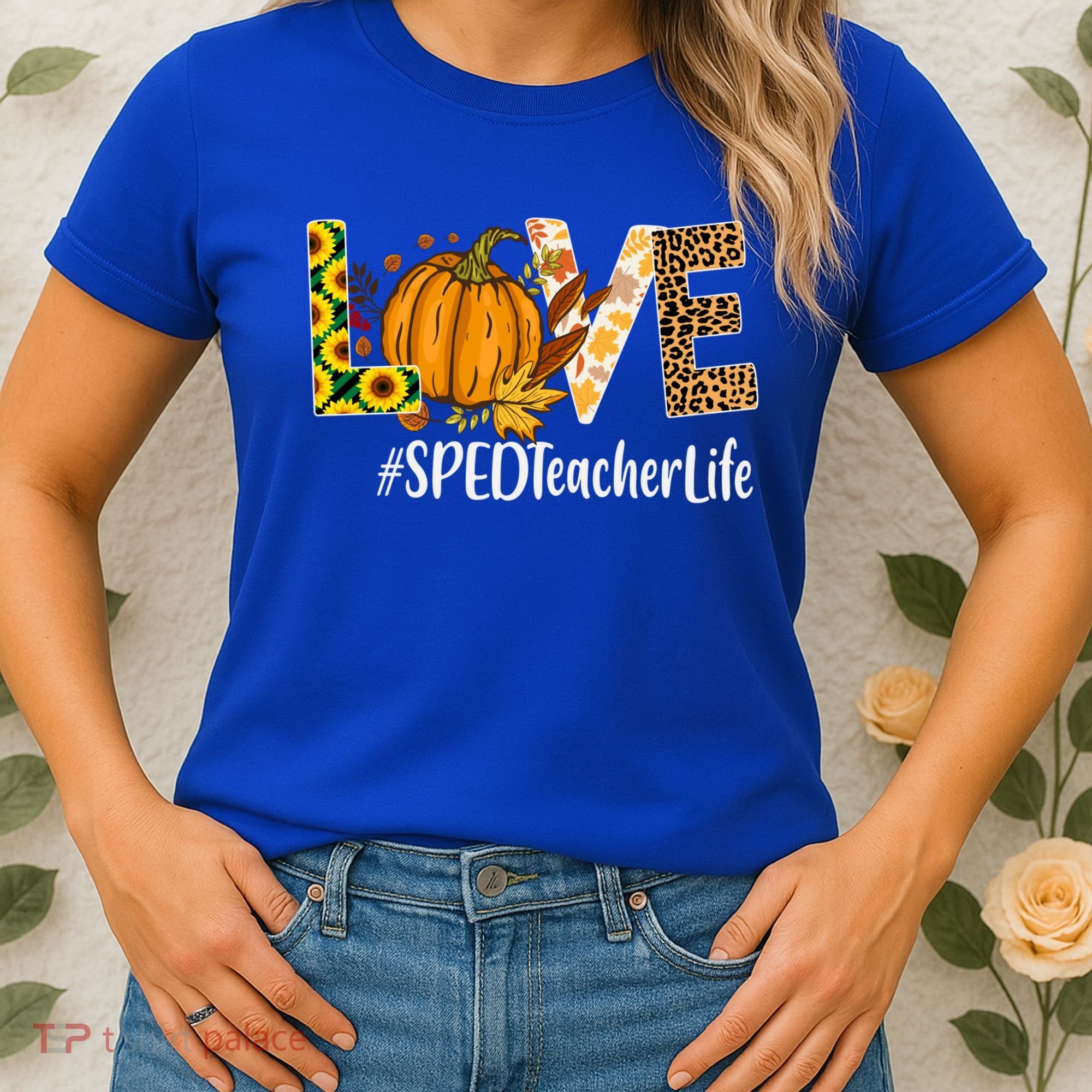 Special Education Teacher Love Fall Leopard Halloween Autumn Gift Women's T-Shirt