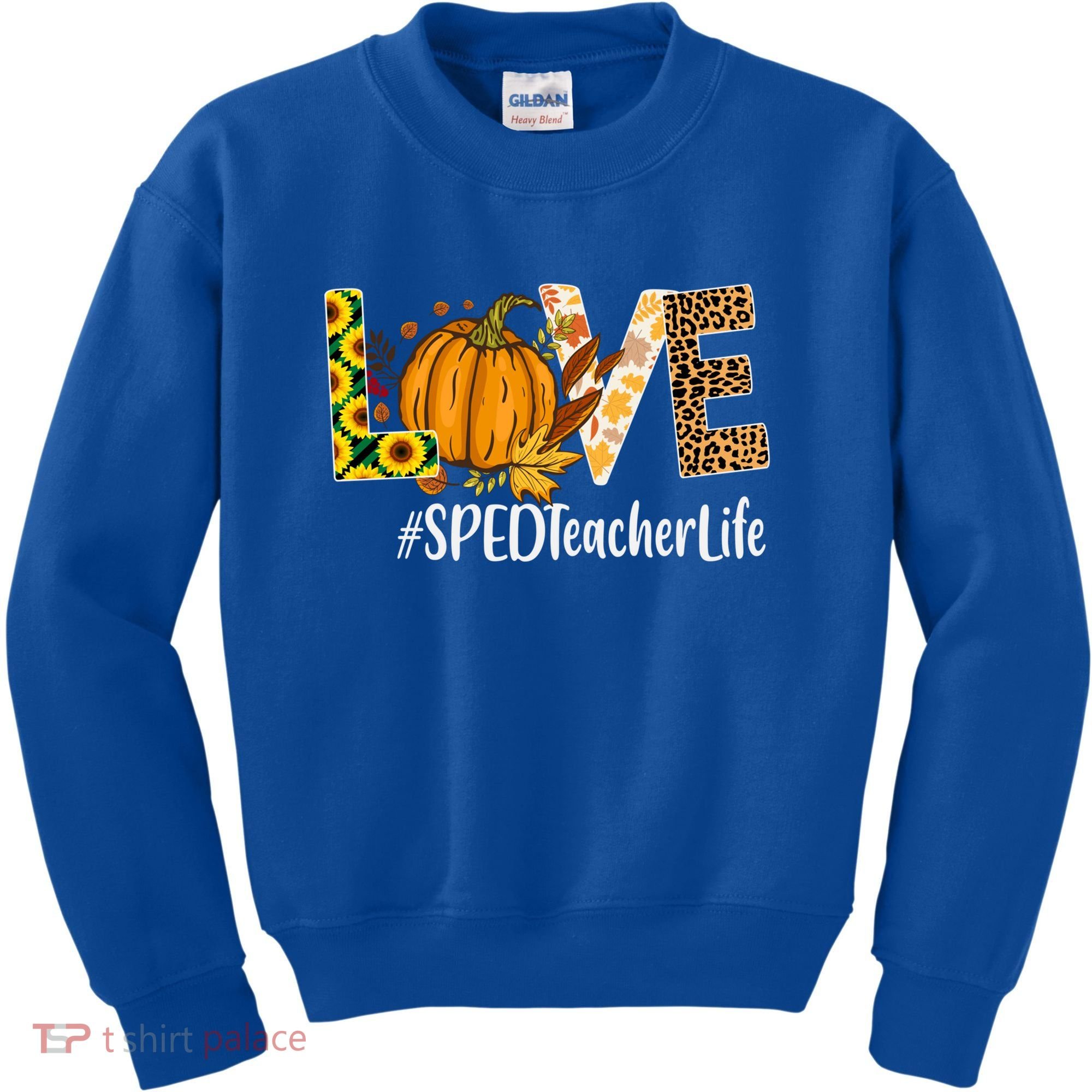 Special Education Teacher Love Fall Leopard Halloween Autumn Gift Kids Sweatshirt