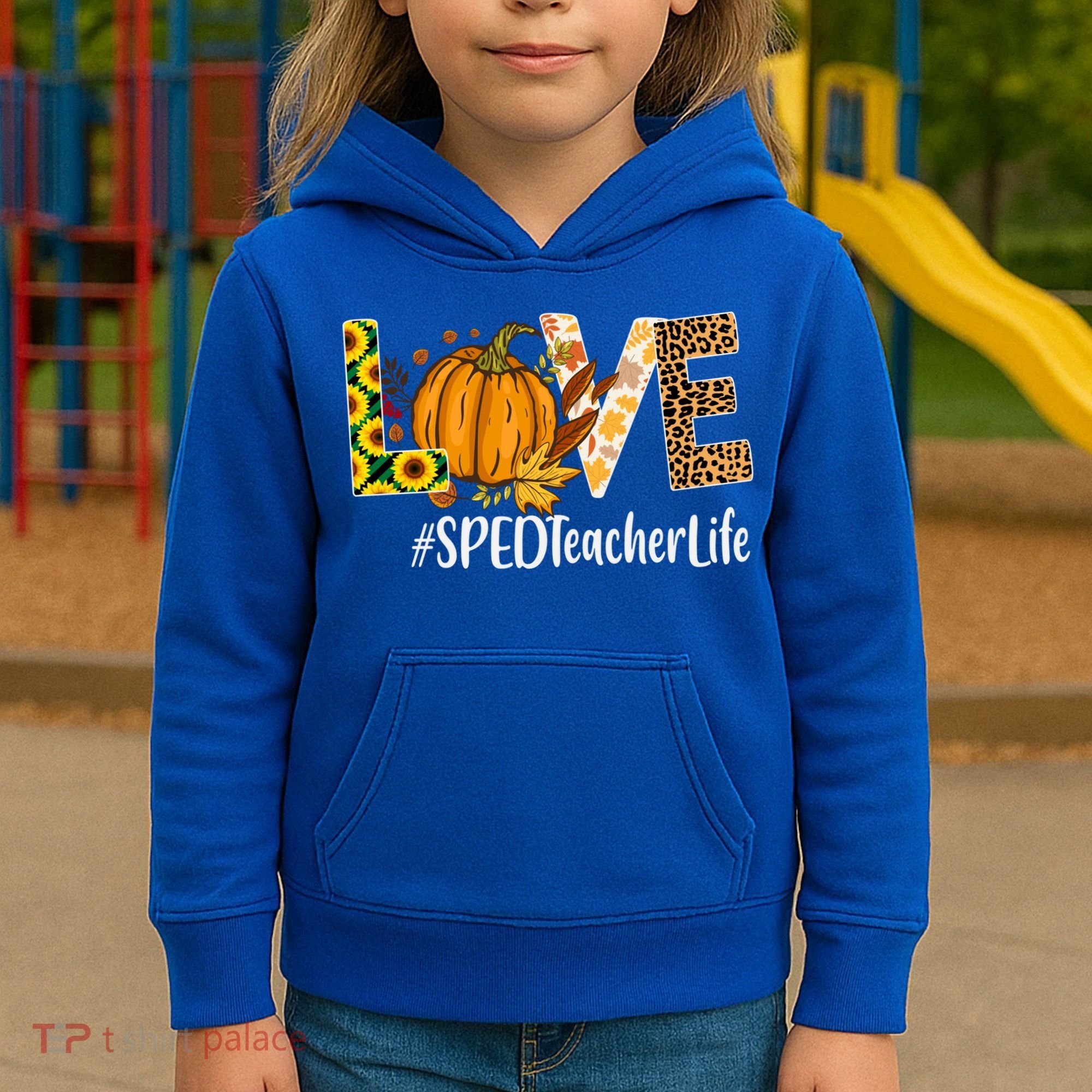 Special Education Teacher Love Fall Leopard Halloween Autumn Gift Kids Hoodie