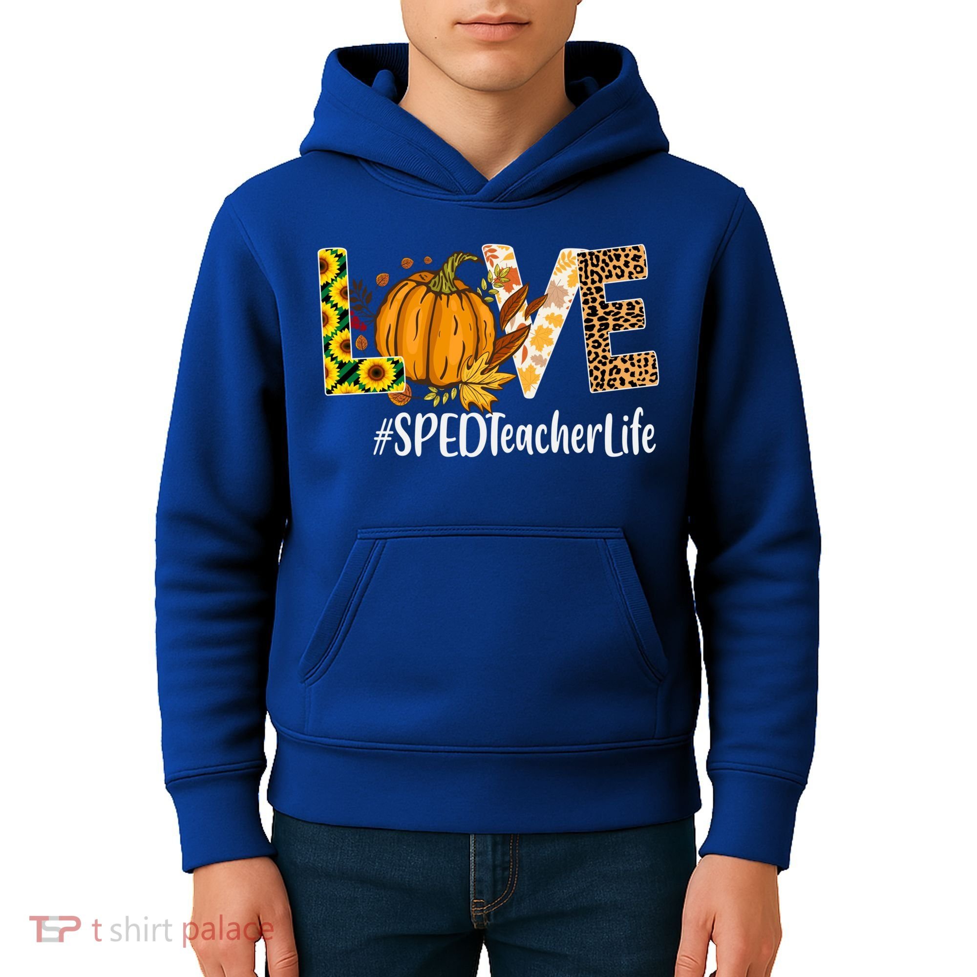 Special Education Teacher Love Fall Leopard Halloween Autumn Gift Kids Hoodie