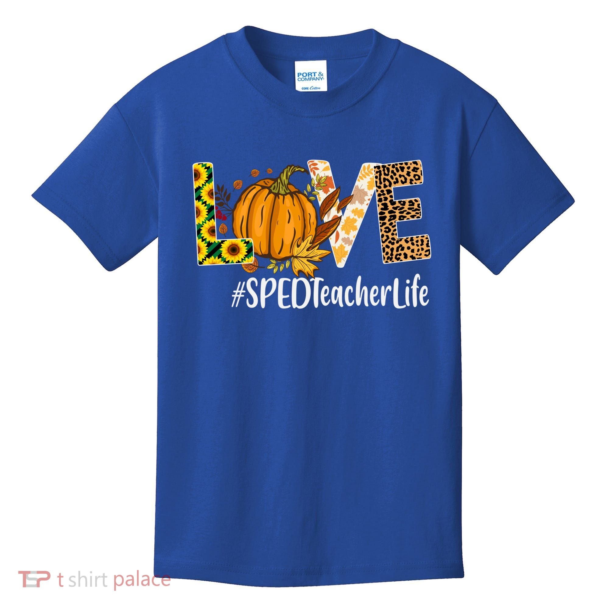 Special Education Teacher Love Fall Leopard Halloween Autumn Gift Kids T-Shirt