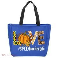 Special Education Teacher Love Fall Leopard Halloween Autumn Gift Tote Bag thumb 0