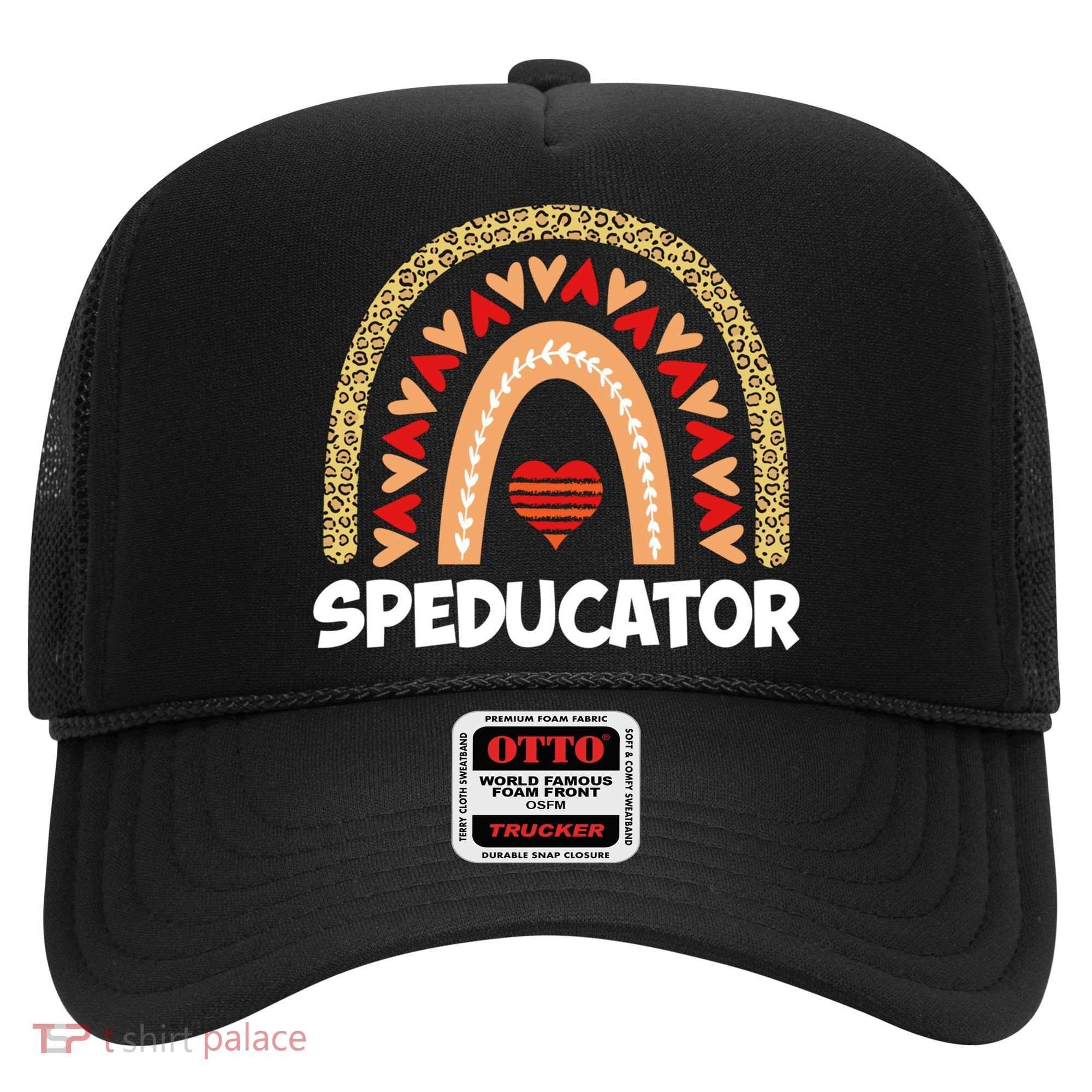 Special Ed Teacher Speducator Leopard Boho Rainbows Hearts Gift Hat