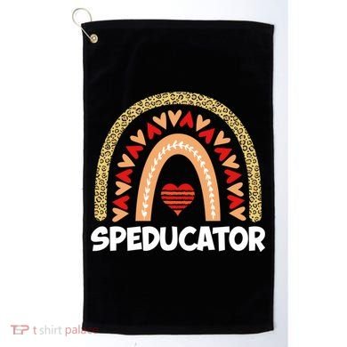 Special Ed Teacher Speducator Leopard Boho Rainbows Hearts Gift Golf Towel
