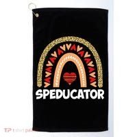 Special Ed Teacher Speducator Leopard Boho Rainbows Hearts Gift Golf Towel thumb 0