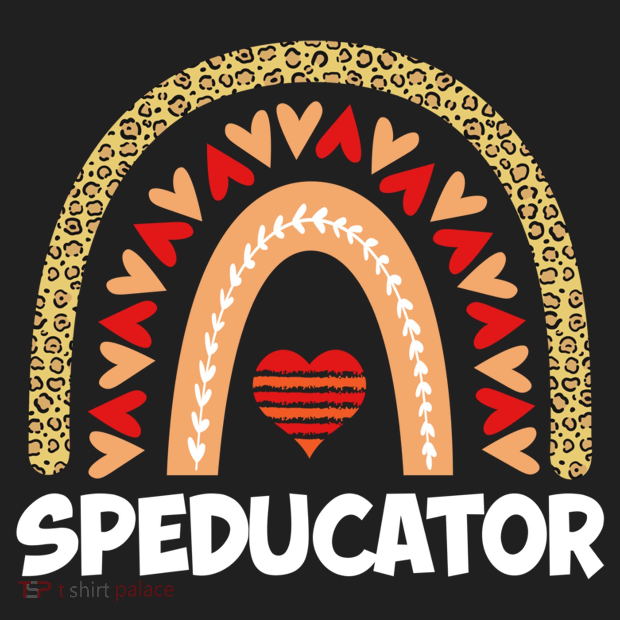 Special Ed Teacher Speducator Leopard Boho Rainbows Hearts Gift Golf Towel