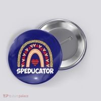 Special Ed Teacher Speducator Leopard Boho Rainbows Hearts Gift Button thumb 0