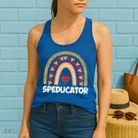 Special Ed Teacher Speducator Leopard Boho Rainbows Hearts Gift Women's Tank Top thumb 2