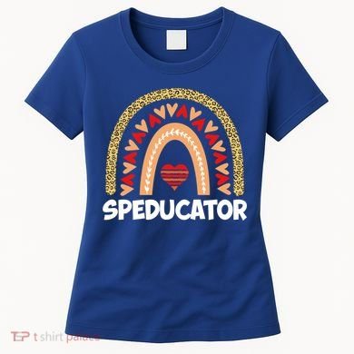 Special Ed Teacher Speducator Leopard Boho Rainbows Hearts Gift Women's T-Shirt