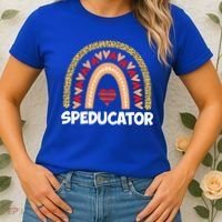 Special Ed Teacher Speducator Leopard Boho Rainbows Hearts Gift Women's T-Shirt thumb 2