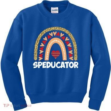 Special Ed Teacher Speducator Leopard Boho Rainbows Hearts Gift Kids Sweatshirt