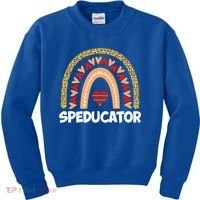 Special Ed Teacher Speducator Leopard Boho Rainbows Hearts Gift Kids Sweatshirt thumb 0