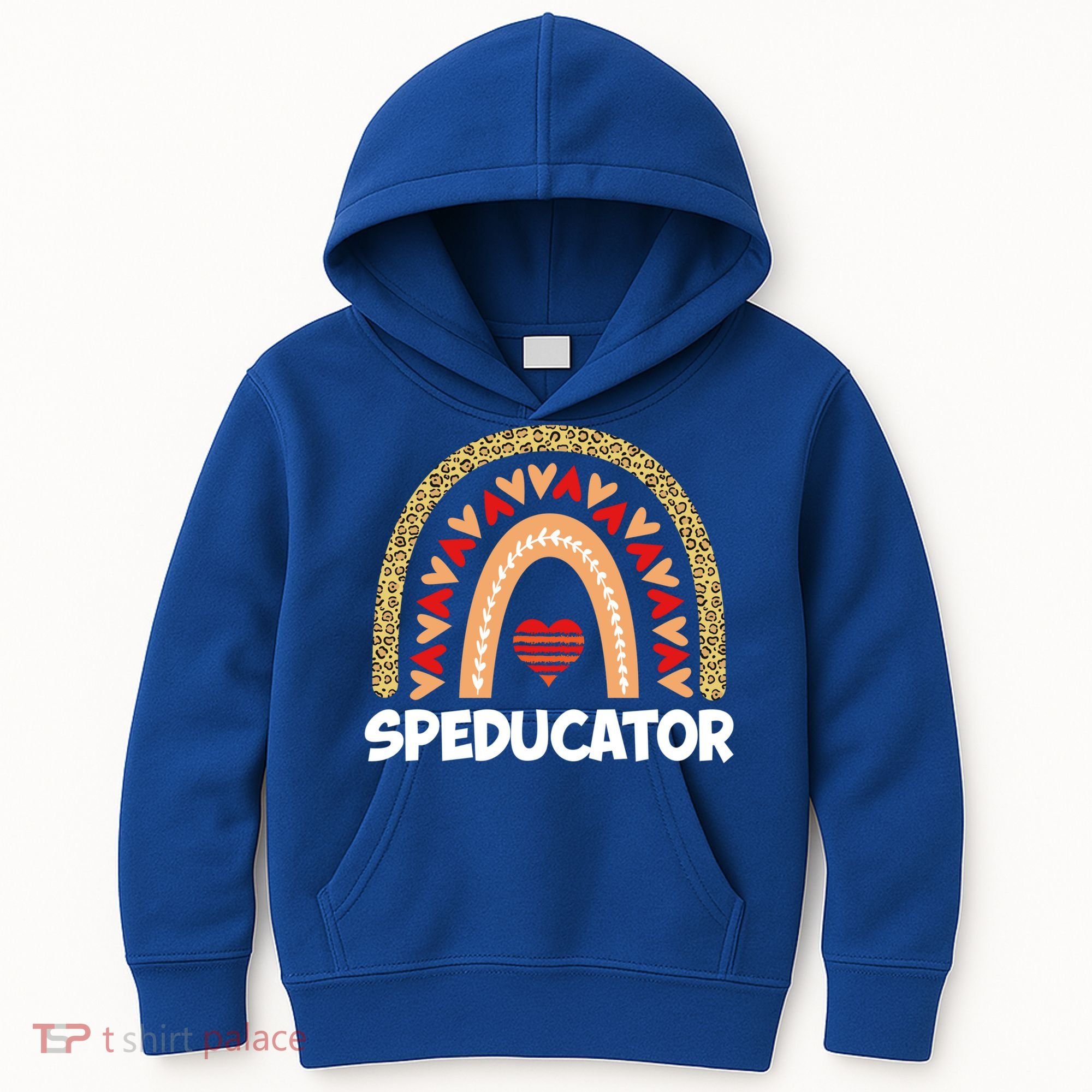 Special Ed Teacher Speducator Leopard Boho Rainbows Hearts Gift Kids Hoodie