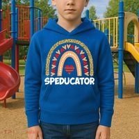 Special Ed Teacher Speducator Leopard Boho Rainbows Hearts Gift Kids Hoodie thumb 2