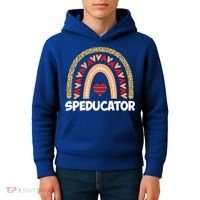 Special Ed Teacher Speducator Leopard Boho Rainbows Hearts Gift Kids Hoodie thumb 4