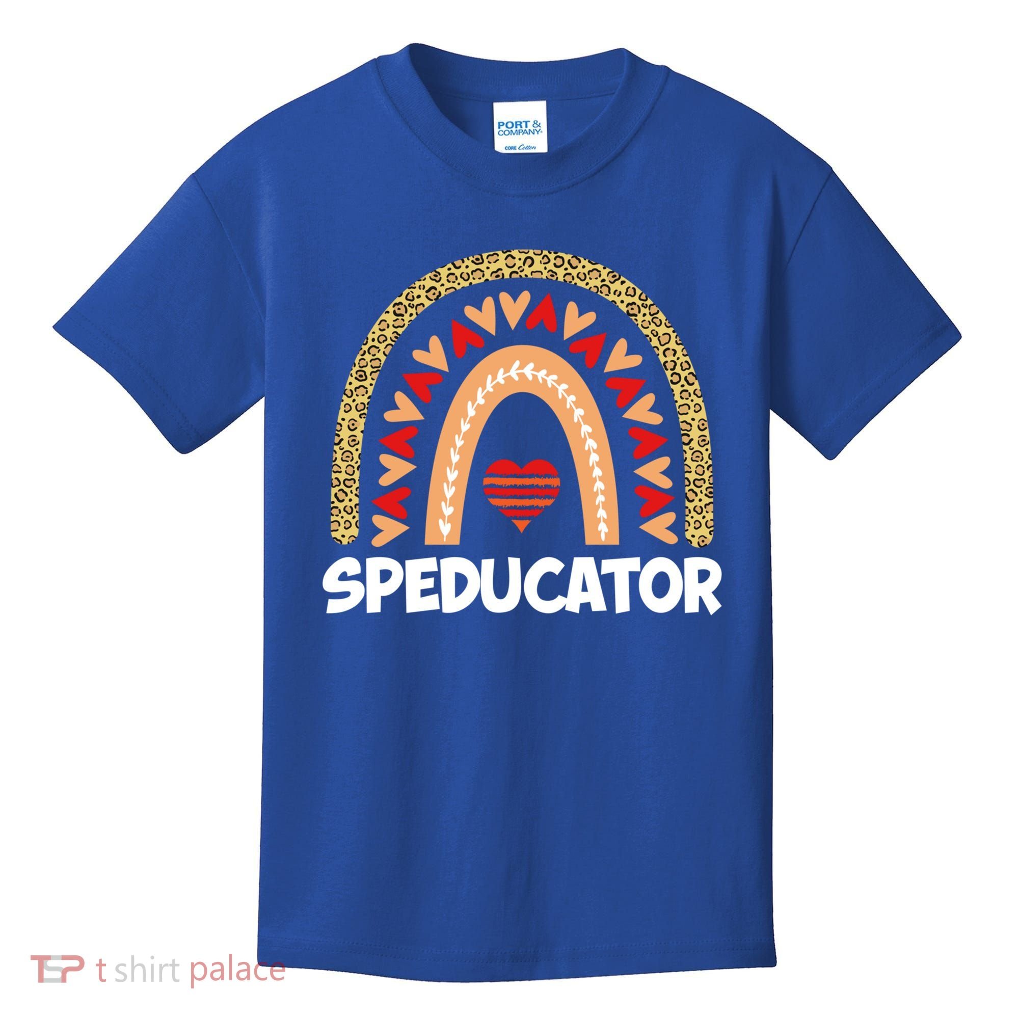 Special Ed Teacher Speducator Leopard Boho Rainbows Hearts Gift Kids T-Shirt