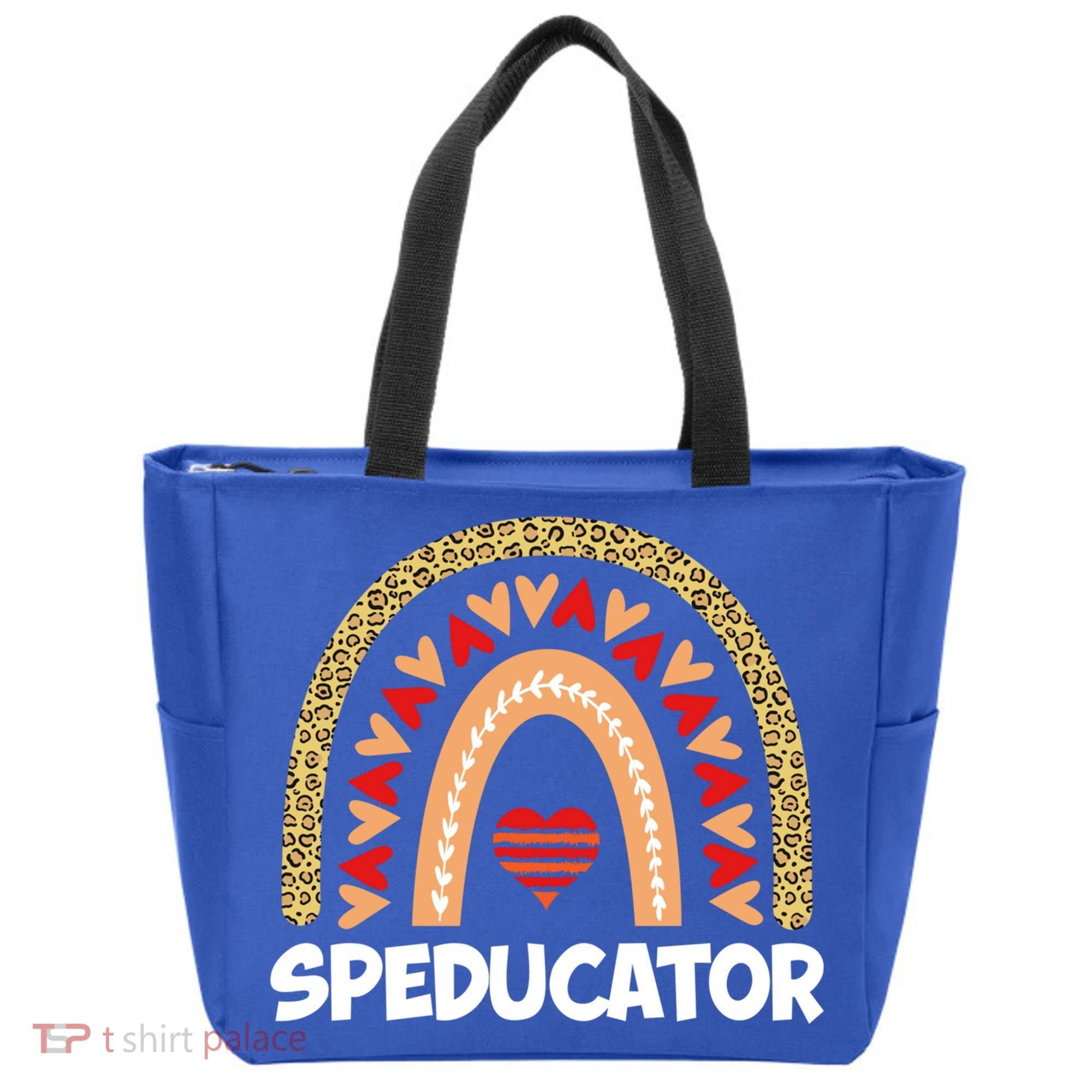 Special Ed Teacher Speducator Leopard Boho Rainbows Hearts Gift Tote Bag