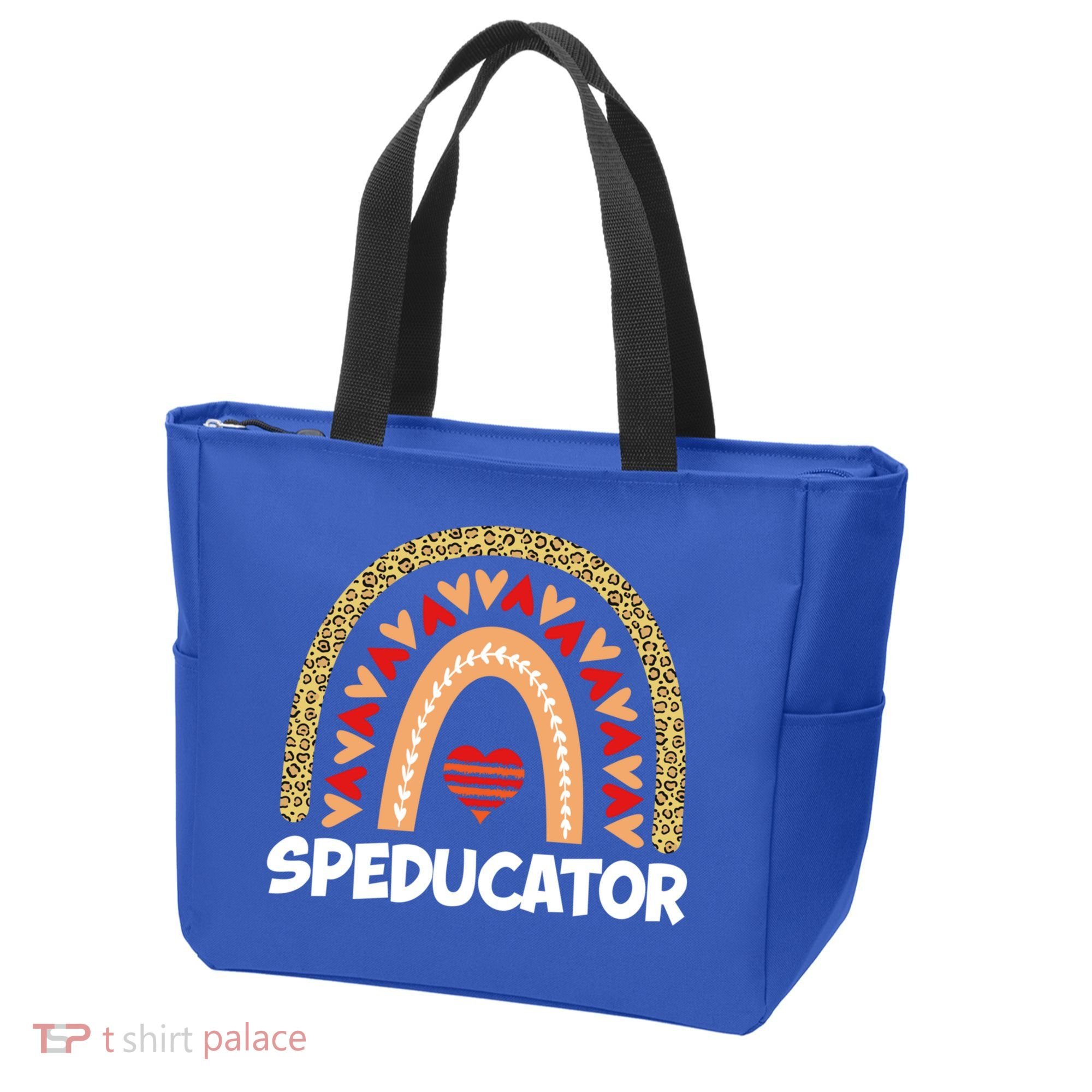 Special Ed Teacher Speducator Leopard Boho Rainbows Hearts Gift Tote Bag