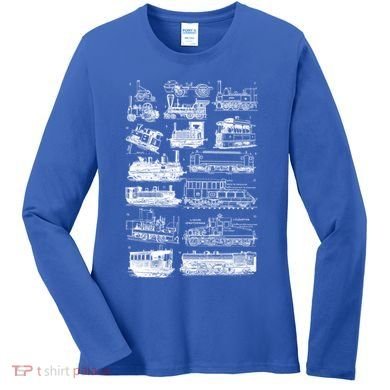 Steam Engine Train Steam Train Locomotive Vintage Chart Meaningful Gift Women's Long Sleeve Shirt