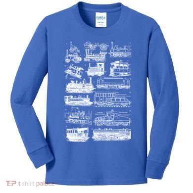 Steam Engine Train Steam Train Locomotive Vintage Chart Meaningful Gift Kids Long Sleeve Shirt