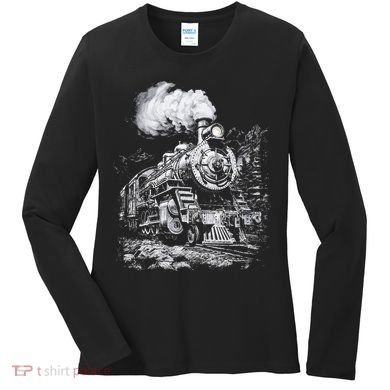 Steam Engine Train Steam Train Locomotive Vintage Train Women's Long Sleeve Shirt