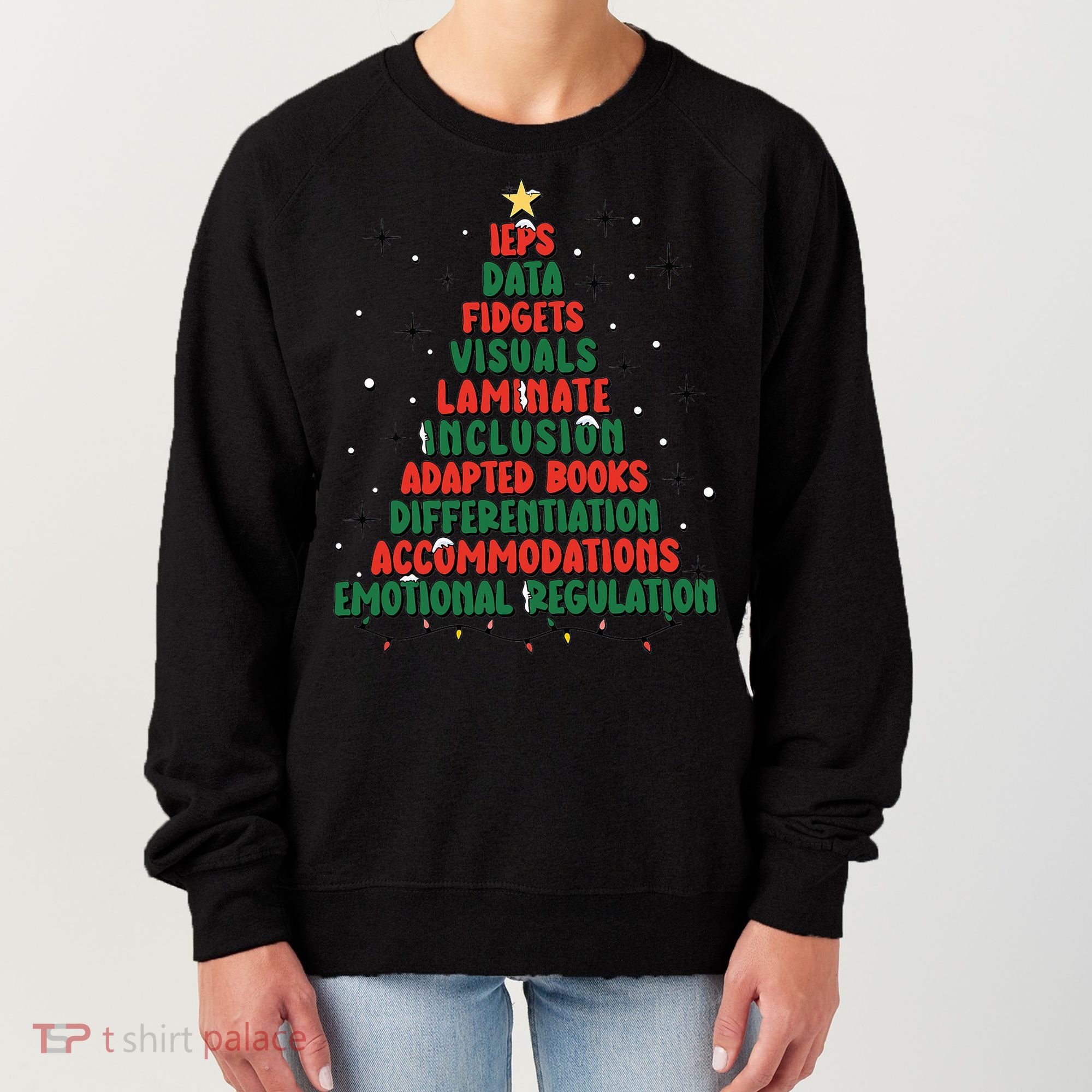 Special Ed Teacher Christmas Holiday Teacher Xmas Lights Women's Sweatshirt