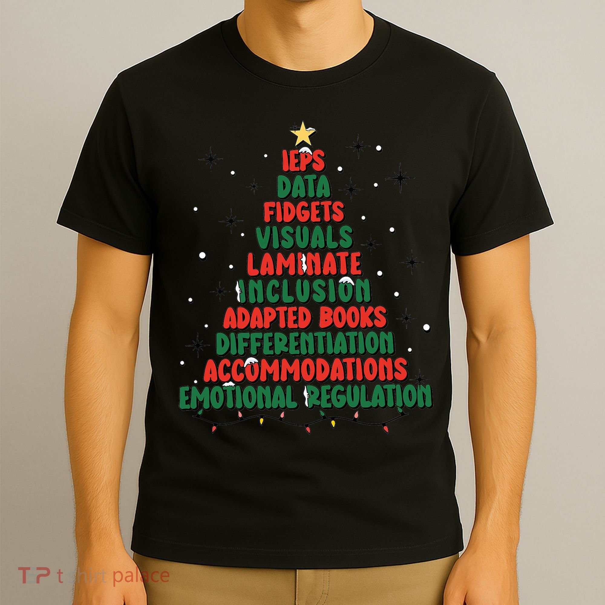 Special Ed Teacher Christmas Holiday Teacher Xmas Lights T-Shirt