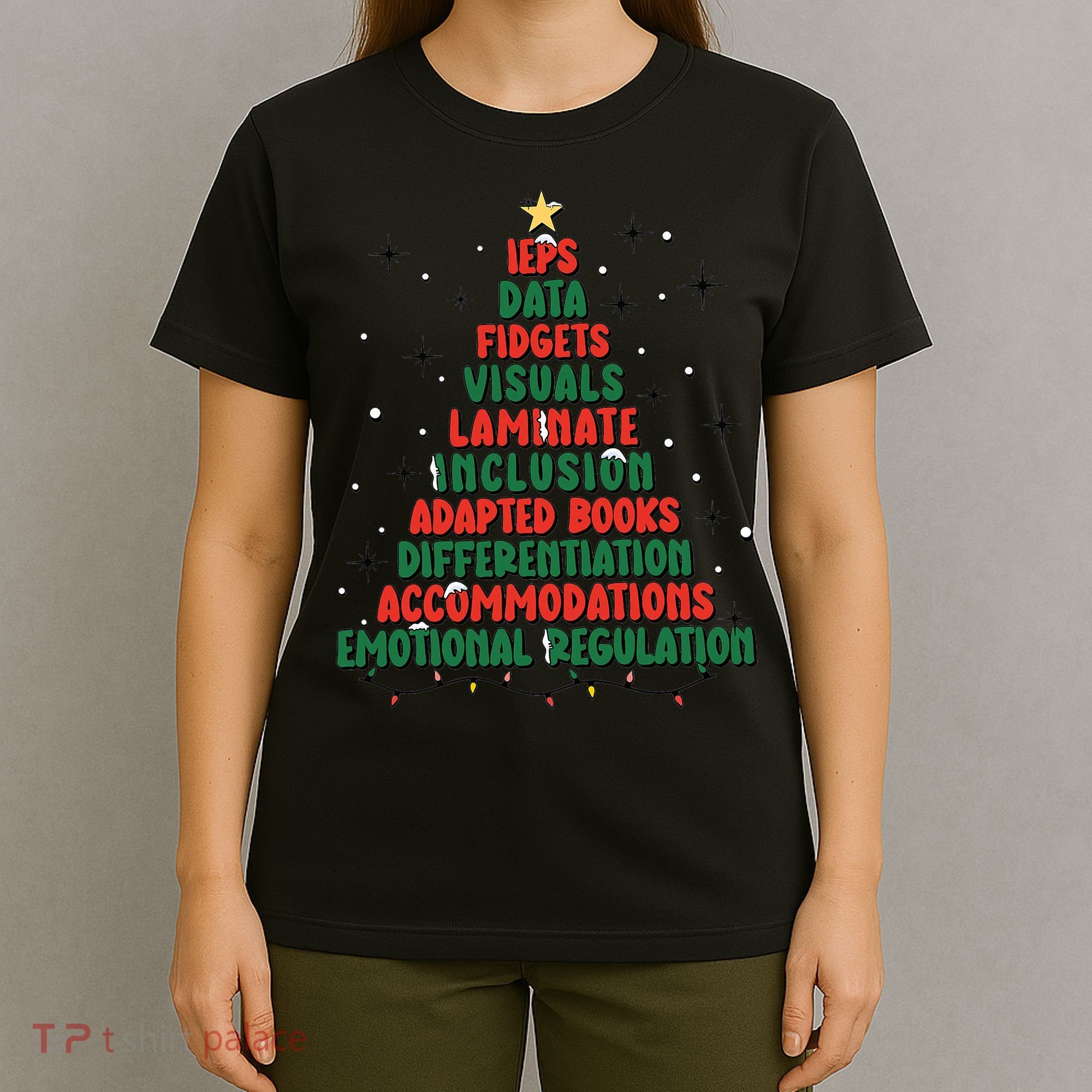 Special Ed Teacher Christmas Holiday Teacher Xmas Lights T-Shirt
