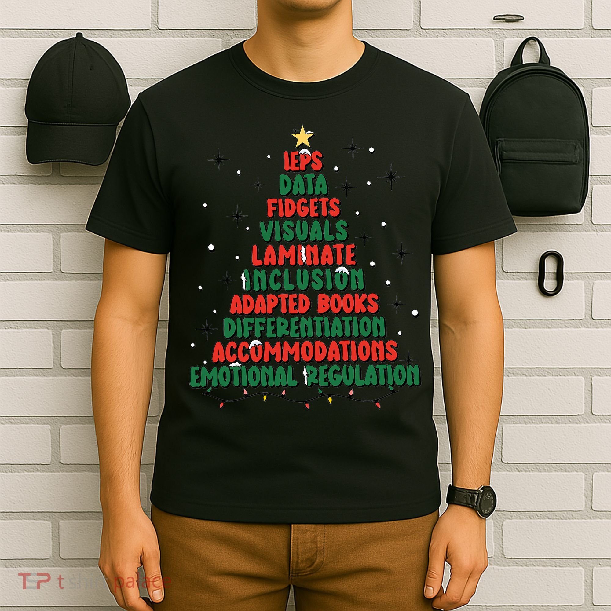 Special Ed Teacher Christmas Holiday Teacher Xmas Lights T-Shirt