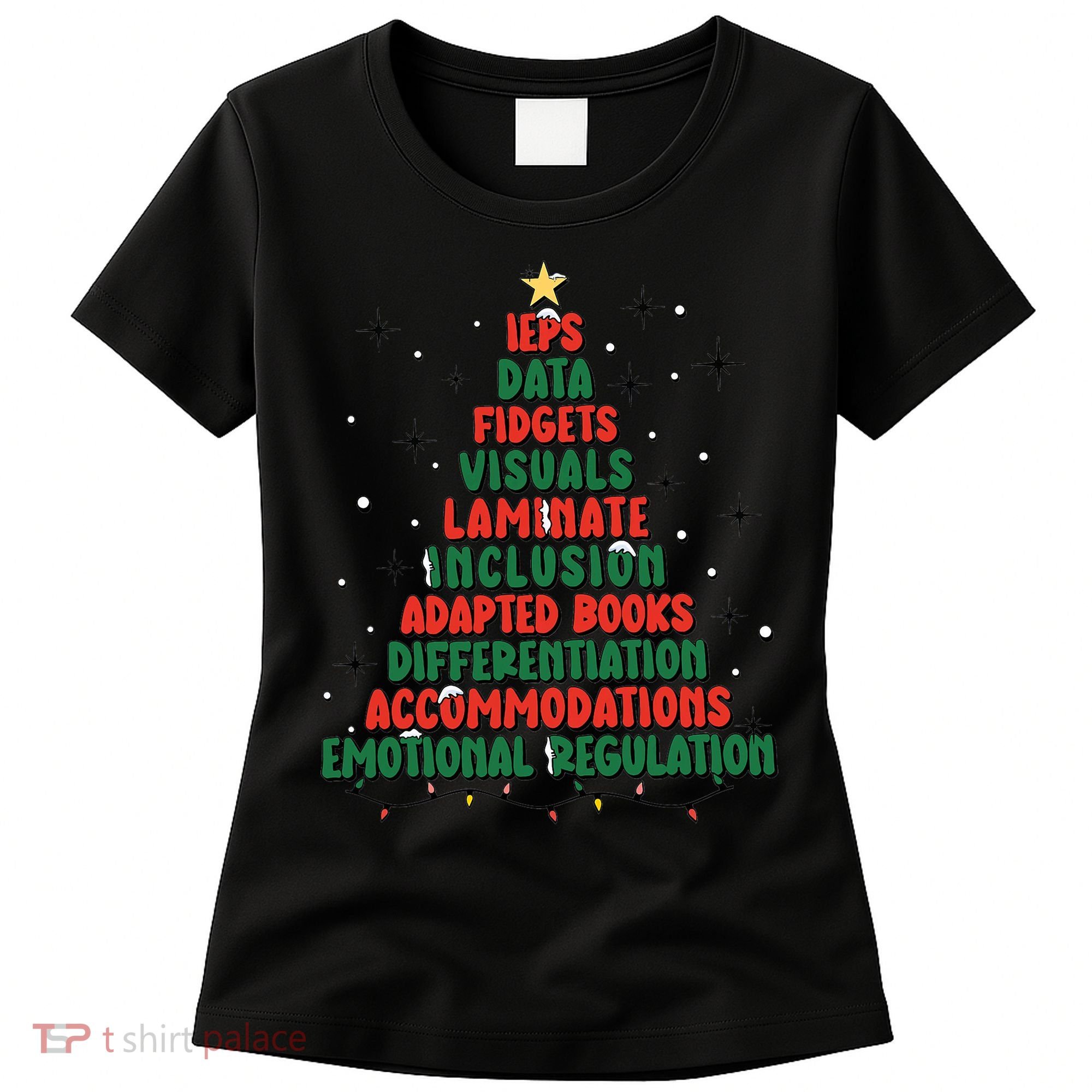 Special Ed Teacher Christmas Holiday Teacher Xmas Lights Women's T-Shirt